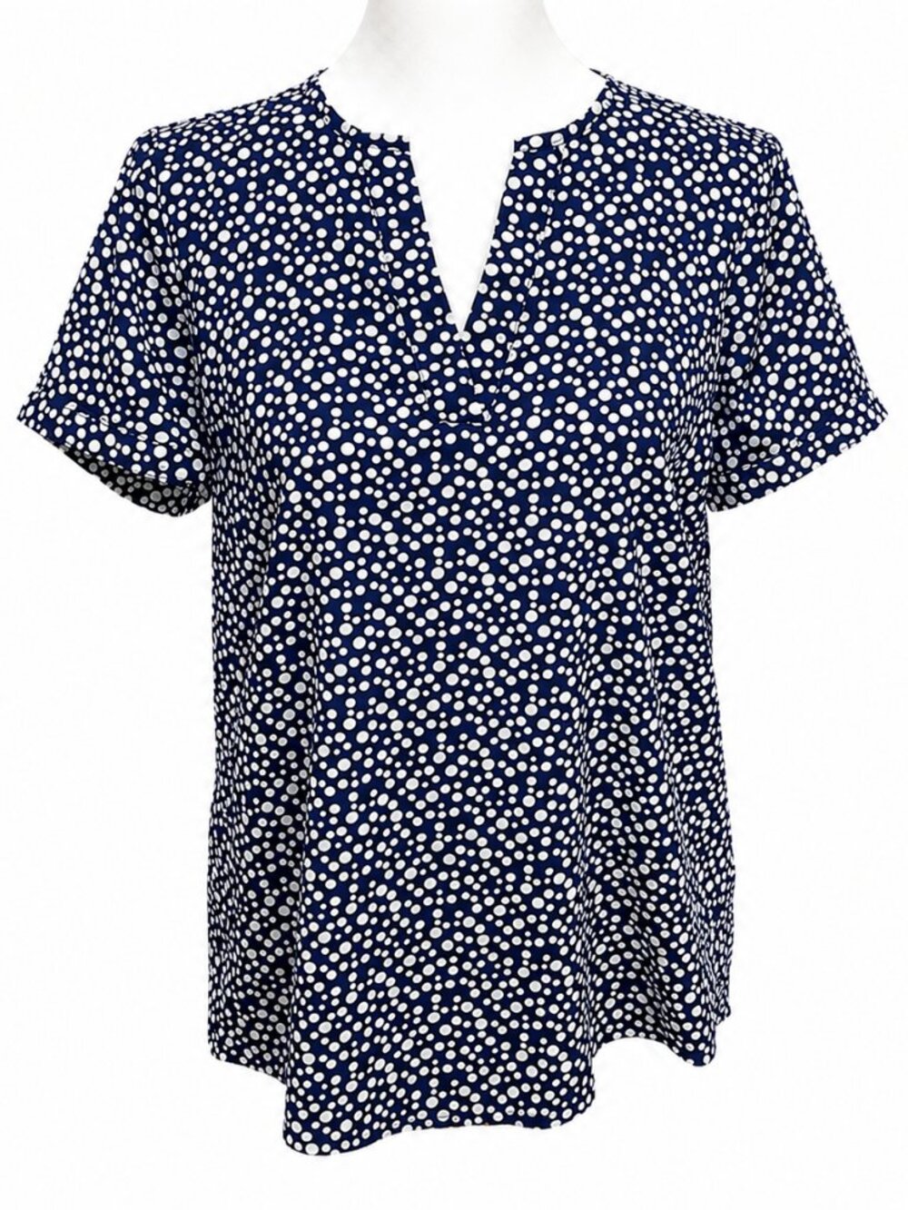 The Limited Navy Blue White Dot Split Neck Blouse – Women’s Small